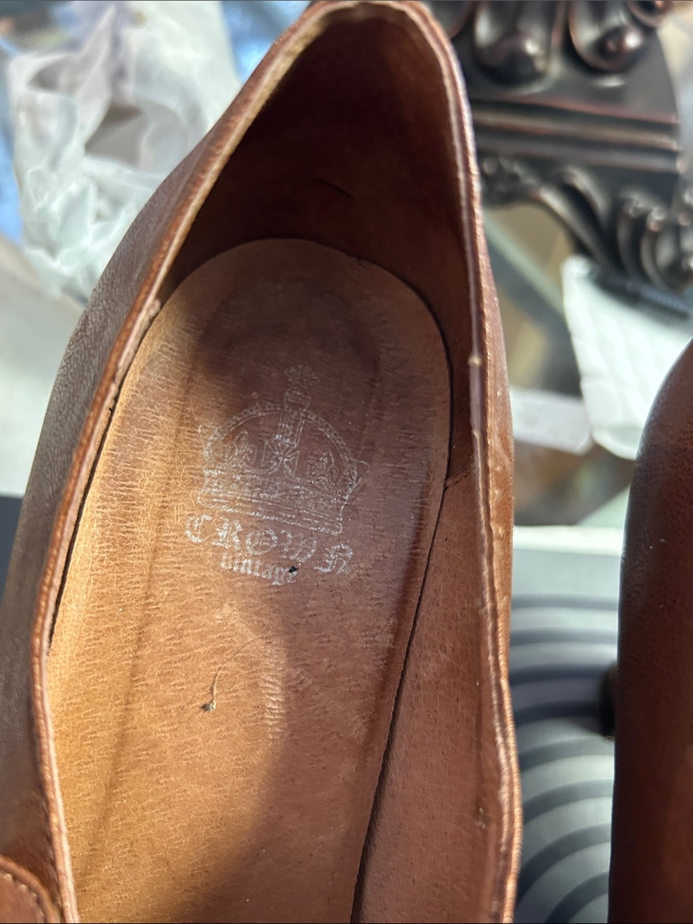 Crown Vintage Brown Leather Mary Jane Flats with Button Straps - Picture 2 of 7